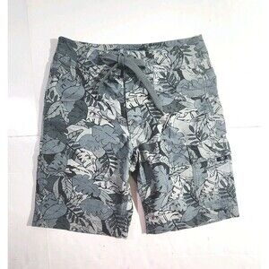 Converse One Star Board Shorts Junior Size 30" Waist Gray Palm Leaf Print Cotton